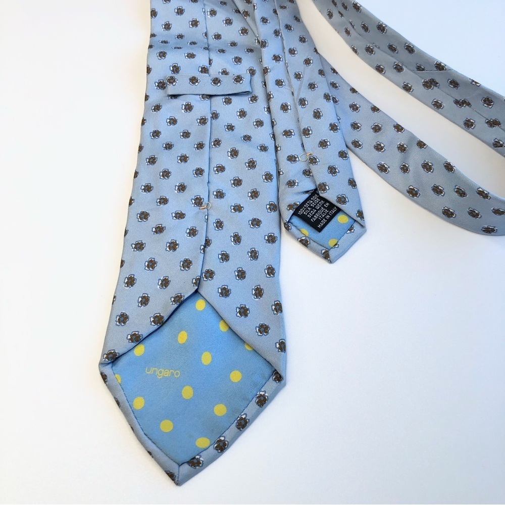 Ungaro light blue floral print silk tie